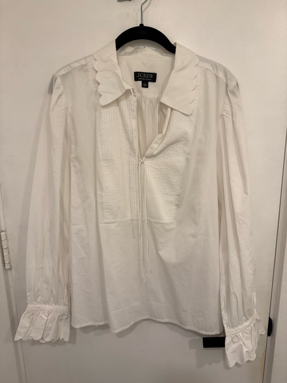 J Crew White Poplin Blouse (L) NWOT